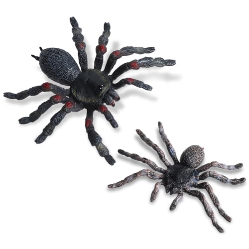 JIEYAO Realistische Spinnenfiguren, 2 Stück Spinnen Halloween Dekorationen Giant Whiteknee Tarantul Lebensechte Riesenspinnen Action Modell Streich Insektenspielzeug für Grusel Thema Haus Garten Deko von JIEYAO