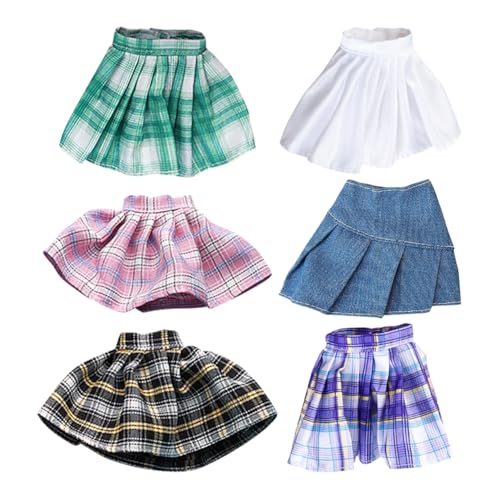 6 Stück Puppen Student Röcke Puppe Dress Up Röcke Mini Puppe Kleider Handgemachte Puppe Kleidung Mädchen Puppe Zubehör Amerikanische Mädchen Puppe Outfits für 30 cm Puppen von JIHUOO