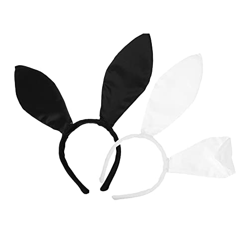 JIHUOO 2 Stück Satin Hasenohren Stirnbänder Lange Hasenohren Hasenohren Haarbänder Cosplay Party Haarbänder Osterhase Kostüm Zubehör von JIHUOO