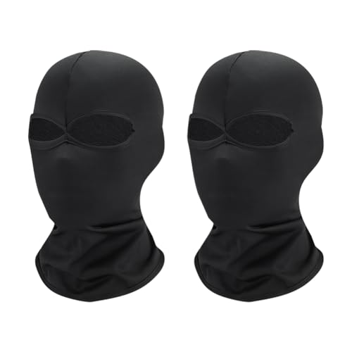 JIHUOO 2 Stück schwarze Vollgesichtsmaske, Gesichtslose Hautmaske, Halloween, Cosplay, Spandex, Haubenmaske für Unisex, Cosplay, 2 Löcher von JIHUOO