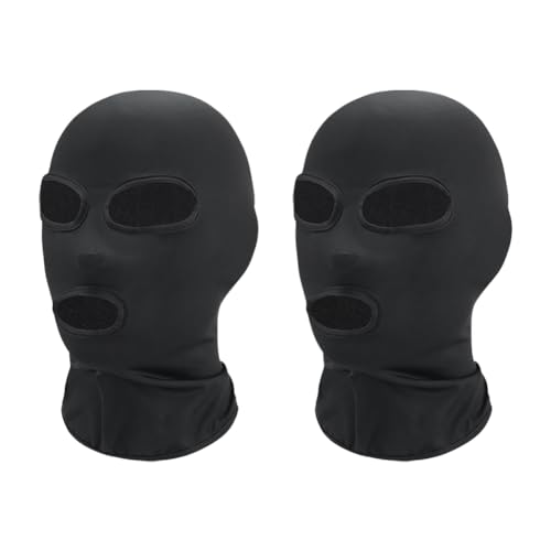 JIHUOO 2 Stück schwarze Vollgesichtsmaske, Gesichtslose Hautmaske, Halloween, Cosplay, Spandex, Haubenmaske für Unisex, Cosplay, 3 Löcher von JIHUOO