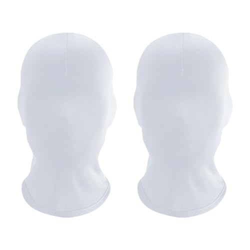 JIHUOO 2 Stück weiße Vollgesichtsmaske Abdeckung gesichtslose Hautmasken Halloween Cosplay Spandex Haubenmaske für Unisex Cosplay von JIHUOO