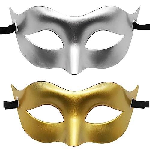 JIHUOO 6 Stück Halbgesichtsmasken Halloween Masken, Maskerade Gesichtsmasken Karneval Party Masken Venezianische Masken Vintage Kostüm Masken Golden und Silber von JIHUOO