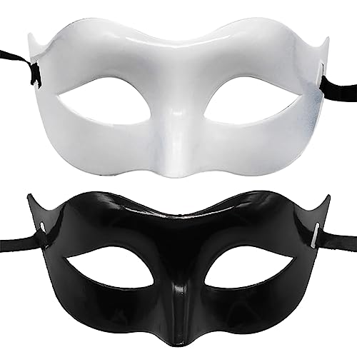 JIHUOO 6 Stück Halbgesichtsmasken Halloween Maskerade Gesichtsmasken Karneval Party Masken Venezianische Masken Vintage Kostüm Masken Schwarz und Weiß von JIHUOO
