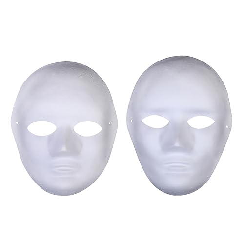 JIHUOO 8 Stück DIY Vollgesichtsmasken aus weißem Pappmaché, bemalbare Papiermasken, Halloween-Maske, Karnevalsmaske von JIHUOO