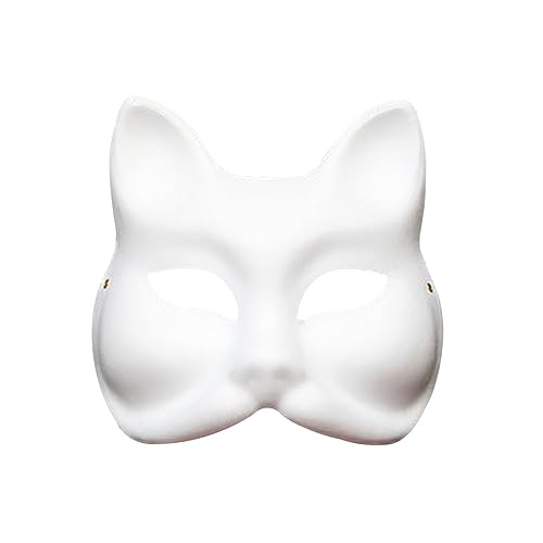 JIHUOO Halloween Fuchs Maske Weiß Papier Blank Maske Tier Halbgesichtsmaske Cosplay Gesichtsmaske Handwerk Party Maske Weihnachten Kostüm Maske für Männer Frauen von JIHUOO