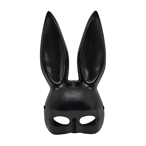 JIHUOO Hasenohren Gesichtsmaske Damen Kaninchenmaske Halbgesicht Tiermaske Maskerade Kostüm Maske Halloween Cosplay Maske Ostern Party Zubehör von JIHUOO