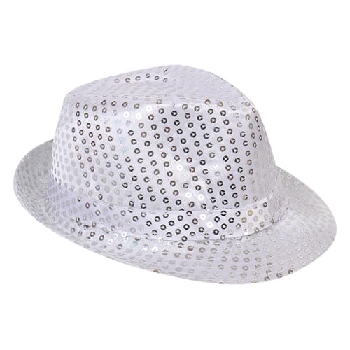 JIHUOO Pailletten-Hut, Glitzer, Fedora-Hut, Unisex, Pailletten-Hut, glitzernder Zylinderhut, Junggesellinnenabschied, Cowgirl-Hut, glänzender Tänzerhut, glitzernder Faschingshut für Männer und Frauen, von JIHUOO