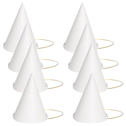 JIHUOO Weiße Papierhüte – Geburtstags- und Urlaubsparty-Hüte mit elastischer Schnur, 30 Stück JIHUOO Weiße Papierhüte – Geburtstags- und Urlaubsparty-Hüte mit elastischer Schnur, 30 Stück von JIHUOO