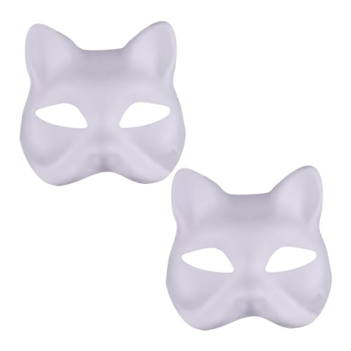 JIHUOO Weiße Papiermasken zum Selbermachen, blanko, Katzen-Gesichtsmaske, Zellstoff, handbemalt, Halloween, Persönlichkeitsmasken, Maskerade, Party, Damen und Herren, 5 Stück von JIHUOO