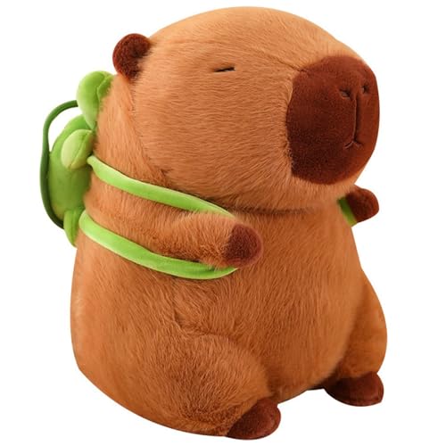 Capybara Kuscheltier, Capybara Plüschtier mit Schildkrötenrucksack Spielzeug Stofftier Plushie Stofftier Geschenk für Kinder Jungen Mädchen(23cm) von JIIENO