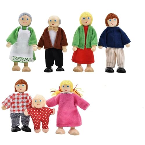 Holz Puppenhaus 7 Stück Puppen verstellbare Familienpuppen Charaktere Familien Rollenspielfiguren Kinderspiele Geschenke Mädchen Jungen Holz Puppenhaus 7 Stück Puppen verstellbare Familienpuppen Charaktere Familien Rollenspielfiguren Kinderspiele Geschenke Mädchen Jungen von JIIENO