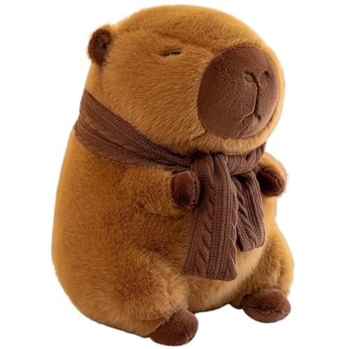 JIIENO Capybara Kuscheltier, Capybara Plüschtier mit Schal Spielzeug Stofftier Geschenk für Kinder Freund Geburtstag, Weihnachten(25CM) von JIIENO