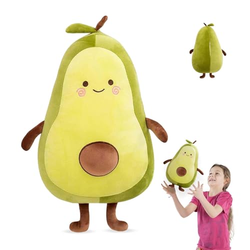 JIIENO Kissen Kuscheltier, 35 cm Plüsch Tier, Kissen aus Plüsch mit Avocado, Spielzeugkissen grüne Avocado, Fruchtkissen Stofftiere, Geschenk Für Kinder/Erwachsene von JIIENO