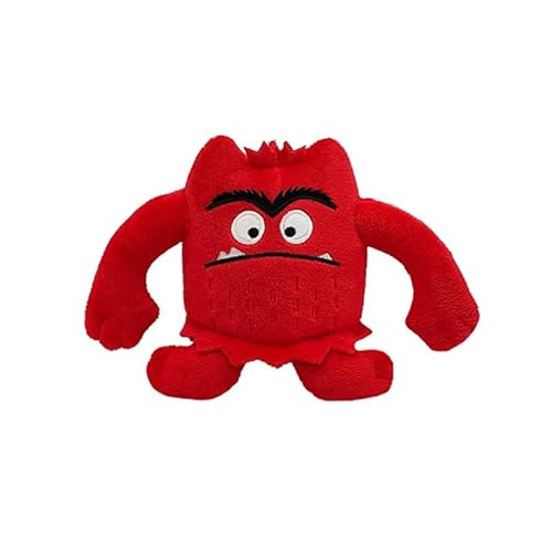 JIIENO Niedliches Monster Cartoon Puppe, Plüschtier, 15cm, Rot, für Weihnachten und Geburtstage von JIIENO