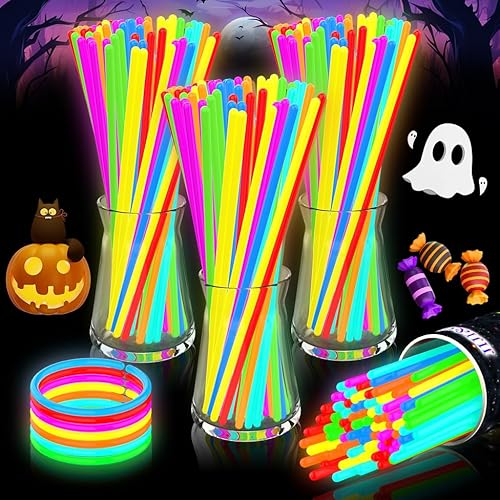 JIJI&CUI Super hell Leuchtstoffstäbchen, 300 Leuchtstoffstäbchen Set, Neonlichtstreifen Partytasche, Kinder leuchtendes Armband Lichtspielzeug, Neonlichtstreifen leuchtender Party Lichtstreifen von JIJI&CUI