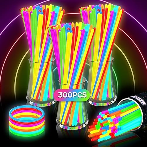 JIJI&CUI Weihnachten Super Bright 300 Leuchtstoffstäbchen Set, Neonlichtstreifen Partytasche, Kinder leuchtendes Armband Lichtspielzeug, Neonlichtstreifen leuchtender Party Lichtstreifen von JIJI&CUI