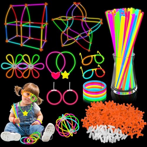 JIJI&CUI Super Bright Knicklichter Party Set，261Pcs Leuchtstäbe to Glow in The Dark, Kinder und Erwachsene Leuchtendes Armband Neon Party Set, Passend für Halloween, Weihnachten, Geburtstagsfeiern von JIJI&CUI