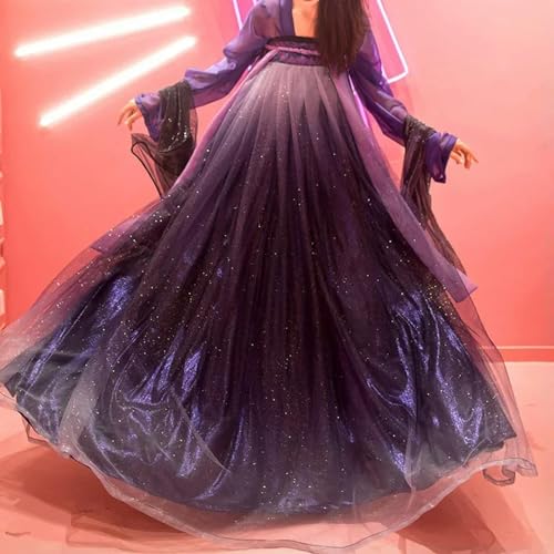 JIMINISO Damenkleid, chinesisches Feenkleid, violett, Sternenhimmel, Kleidung, Tang-Dynastie, altes Cosplay-Bühnenkostüm von JIMINISO