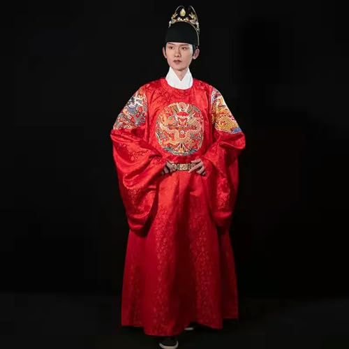 JIMINISO Dynasty Traditionelles chinesisches Hochzeitskleid, für Herren und Damen, Paar, Drachenstickerei, Rundhalsausschnitt, lange Robe von JIMINISO