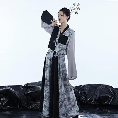 JIMINISO Feenkostüm für Damen, traditionelles chinesisches Kleid, Rundhalsausschnitt, Rock, altes chinesisches Kostüm, Tanzen von JIMINISO