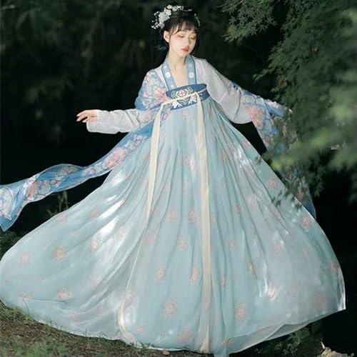 JIMINISO Tang Dynasty Feenkleid, chinesischer Stil, bedruckte Kleider, 3-teilig, für Damen, Sommer, Party, Cosplay, Bühnenkostüm von JIMINISO