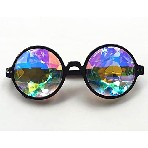 JIMINISO Transparente runde Brille Kaleidoskop-Brillen, Kristalllinse, Party, Rave, Musik, Festival, Sonnenbrille, Geschenk für Freunde von JIMINISO