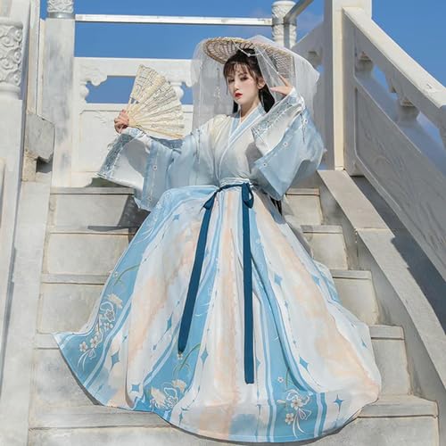 JIMINISO WeiJin Dynastie Chinesischer Stil Rot Blau Kreuzkragen Schnürkleid Anzug Frauen Orientalische Prinzessin Cosplay Kostüme von JIMINISO