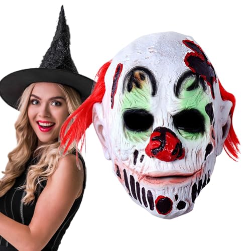 JINGAN Cosplay Gesichtsbedeckung,Halloween Latexhülle | -Maske mit roten Haaren | Cosplay-Kopfbedeckung, gruselige -Requisiten für Karneval, Cosplay, Bühnenauftritte von JINGAN