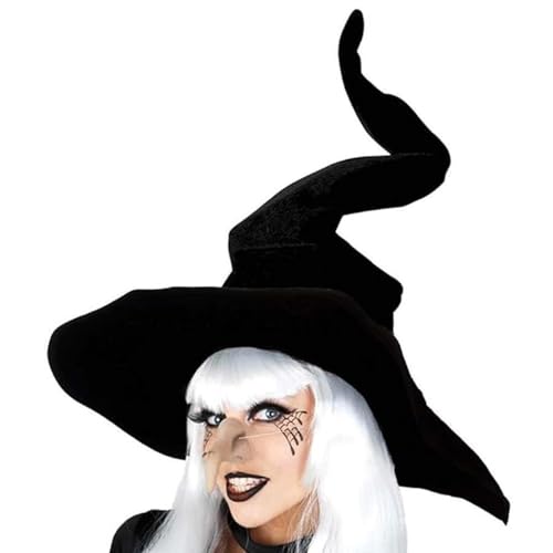 JINGAN Hexenhut, Frauen Erwachsene Zauberer Männer Kostüm Cosplay Hut Halloween Kostüm Hexenhut Mädchen Breite Krempe Hut Zubehör Kostüm Hexen Zubehör für Halloween von JINGAN