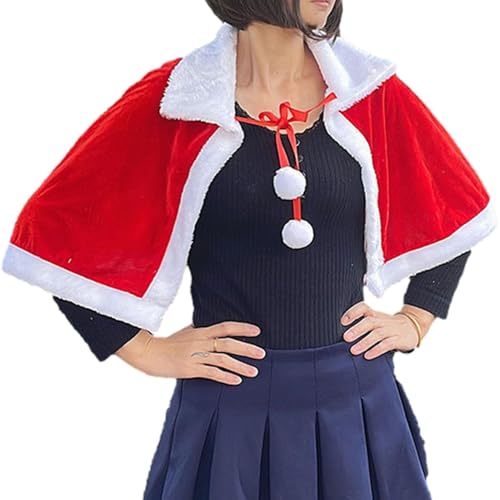 JINGAN Weihnachts-Weihnachtsmann-Umhang, Samt-Weihnachtsschal,Halloween-Maskerade-Umhänge aus goldenem Samt für Damen - Weiche und bequeme Cosplay-Kleidung von JINGAN