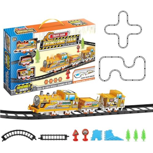 Kindereisenbahn-Set - elektrische Spielzeugeisenbahn-Sets pädagogisch zusammenbauen - Bunte Bahngleise praktische Fähigkeiten, logisches Denken, Vorstellungskraft von JINGAN