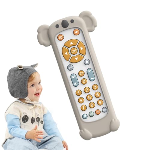 JINGAN Silikonspielzeug-Fernbedienung, TV-Fernbedienungsspielzeug für Babys - Frühes Zahlenlernspielzeug mit Beißringhülle aus Silikon in Tierform - 3 Sprachen (Englisch, Spanisch und Französisch) - von JINGAN