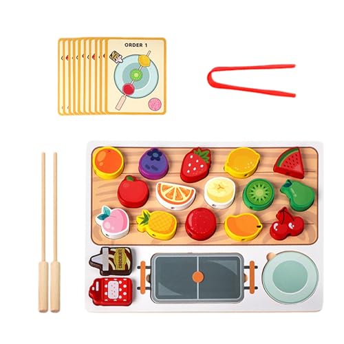 Hölzernes Küche Kinder Spielzeug, Kochen Lebensmittel Simulation Bildungs und Farbe Wahrnehmung, Simulation Obst passendes Spielzeug, Spiel-Obst-Set für Kleinkinder, Feinmotorik-Spielzeug von JINGLING