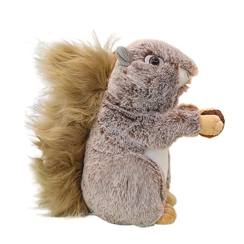 JINGLING Eichhörnchen Plushie, 9.8 Zoll Großes Realistisches Weiches kuscheliges Eichhörnchen-Spielzeug, Plüsch-Hörnchen, Plüschtier, Kuscheltier von JINGLING