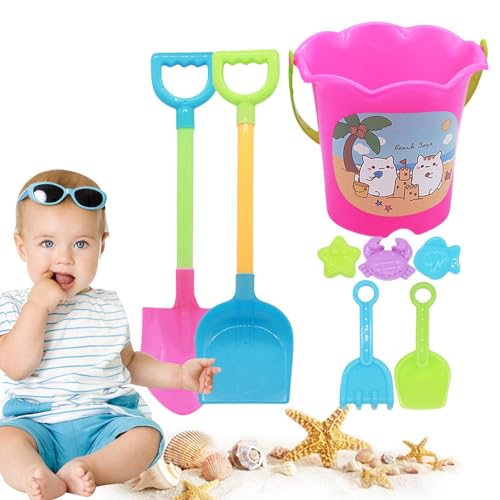 JINGLING Kinder-Strand-Sandspielzeug-Set, Strandspielzeug für Kinder - Umweltfreundliches 8-teiliges Strandspielzeug,Tierische Sandformen, Eimer, Schaufel-Werkzeugset für Spiele im Freien, Sommer, von JINGLING