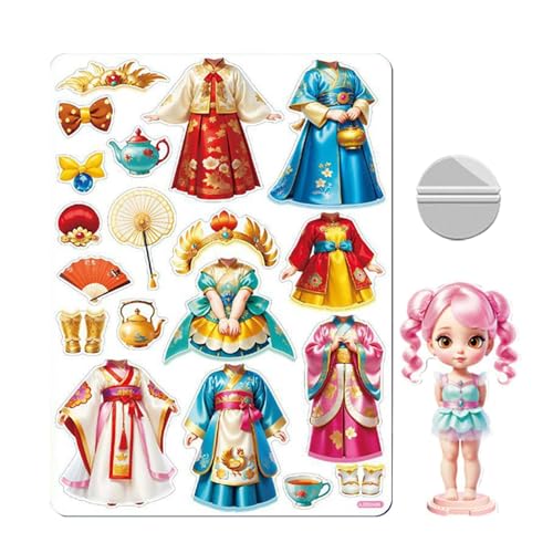 JINGLING Magnetische Papierpuppen, magnetische Anziehpuppen,Kostüm-Anzieh-Magnetprinzessin-Rollenspielpuppen | Magnet-Outfit, Anziehpuppe aus Papier, bunt für Geburtstag, Kindertag von JINGLING