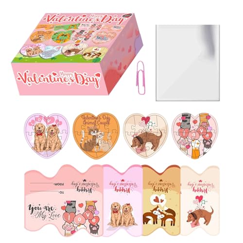 JINGLING Valentinstag-Puzzle in Herzform, Valentinstag-Puzzle-Spielzeug,Cartoon-Herzform-Puzzlespielzeug für Kinder | Papierpuzzle zur Verbesserung der Eltern-Kind-Interaktion beim Dating und als von JINGLING