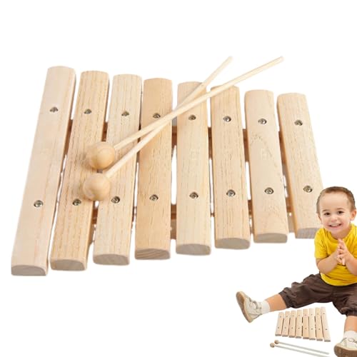 JINGLING Xylophon-Musikspielzeug, natürliches hölzernes Xylophon für Kinder | Buntes Musikspielzeug,Boho-Xylophon mit 8 Tönen, sicher für Kinder, und Mädchen von JINGLING