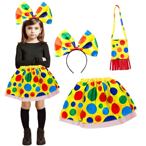 JINGTOPS 3tlg Kostüm Kinder Cosplay Kinderkostüm für Mädchen Karneval Halloween Fasching (Clown-Stirnband) von JINGTOPS