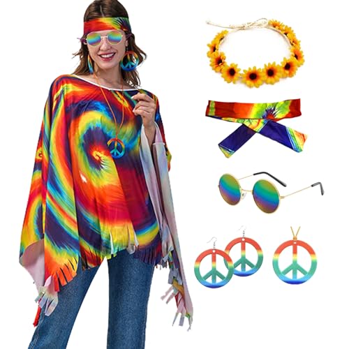 JINGTOPS Hippie Kostüm Accessoires Damen Umhang (Farbe) von JINGTOPS