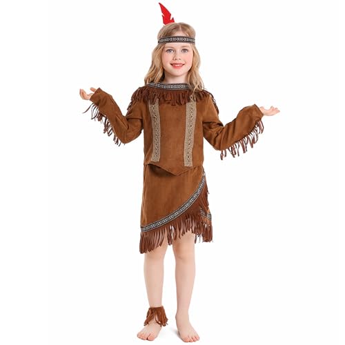 JINGTOPS Indianer Kostüm Kinder Mädchen, (XL) von JINGTOPS