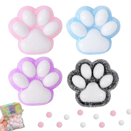 JINJUMEI 4 Stück Cat Paw Squeeze Toy, Katzenpfoten Squeeze Toys, Stressabbau Fidget Toys, Anti Stress Spielzeug, Süße Weiche Katzenpfoten Quetschspielzeuge für Antistressball Erwachsene Kinder von JINJUMEI