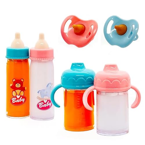 JINJUMEI 4 Stück Magische Flasche und 2 Stück Puppenschnuller, Baby Puppe Milchfläschchen mit Verschwindender Milch, Puppenzubehör, für Kinder ab 3 Jahren JINJUMEI 4 Stück Magische Flasche und 2 Stück Puppenschnuller, Baby Puppe Milchfläschchen mit Verschwindender Milch, Puppenzubehör, für Kinder ab 3 Jahren von JINJUMEI