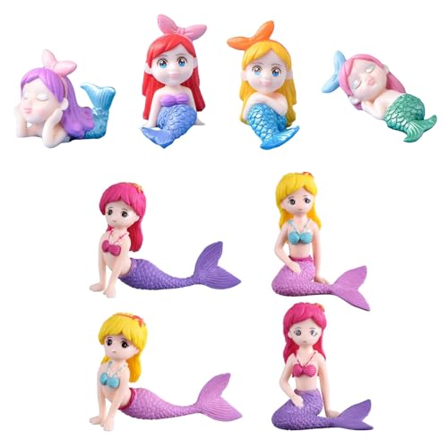 JINJUMEI 8 Stück Meerjungfrau Tortendeko, Mini Meerjungfrau Figuren, Miniatur Meerjungfrauen Ornamente Mermai Doll Cake Topper Mermaid Cake Decoration Ozean Meerjungfrau Thema Party Dekoration von JINJUMEI