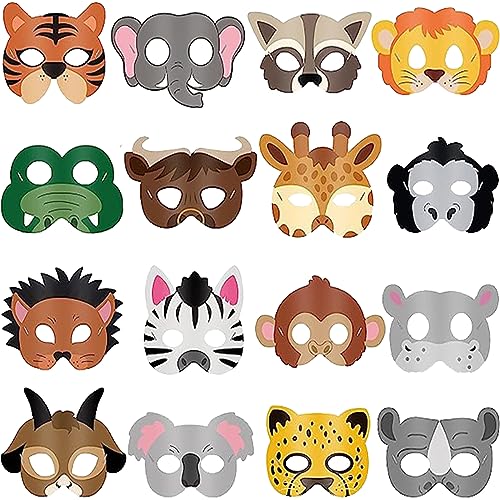 JINLAIYUN Papier Tier masken für Kinder Dress Up Party Masken Dschungel Party Deko Jungen und Mädchen Safari Thema Partyzubehör Tier Masken von JINLAIYUN