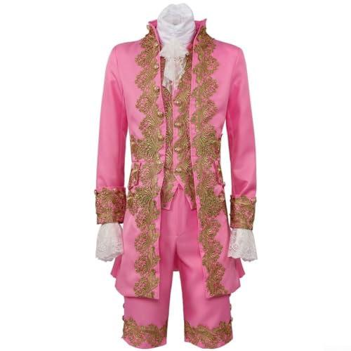 JINSBON Elegant British Gentleman Renaissance Tudor Outfit Rokoko Cosplay Anzug (L Pink) von JINSBON