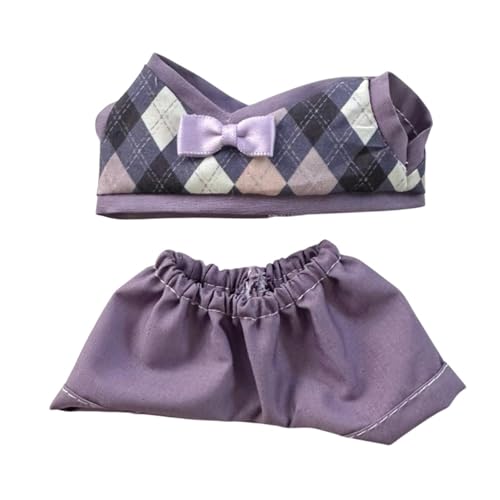 JISADER 2 stück Plüsch Puppe Plaid Kleidung Kostüme Puppe Kleidung Anhänger Puppe Outfits für 15cm Puppe, Lila Hosen von JISADER