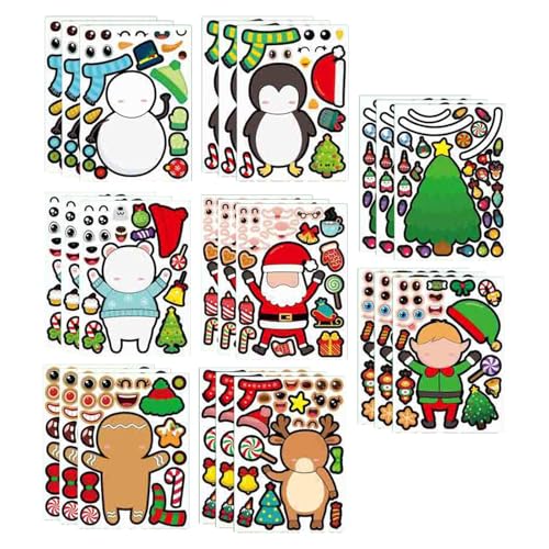 JISADER 24 Bögen Weihnachtsaufkleber für Kinder, Mix and Match Aufkleber, Partyzubehör, Style B JISADER 24 Bögen Weihnachtsaufkleber für Kinder, Mix and Match Aufkleber, Partyzubehör, Style B von JISADER
