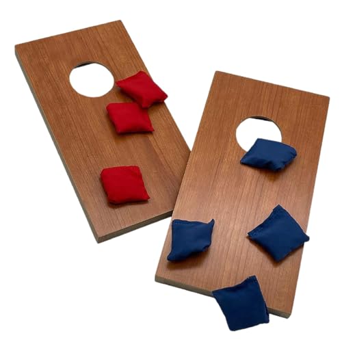 JISADER 2X Holz Corn Hole Boards Set Mini Taschen Werfen Spiel Set Werfen Spiel Outdoor Spiel Mini Desktop Cornhole für Männer Solo Indoor von JISADER